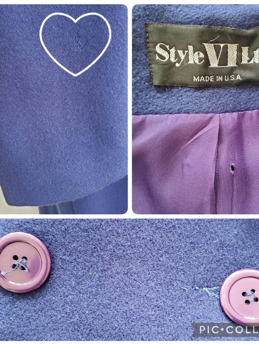 Vintage 80s Colbalt Blue 100% Wool Long Coat, Full Length Overcoat Made In USA - Picture 13 of 15